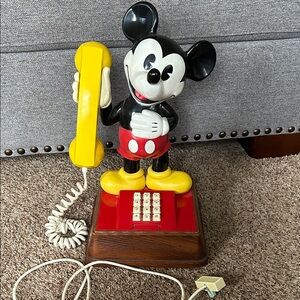 Vintage Mickey Mouse push button Telephone with Yellow Handset
